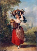 A Peasant Girl Carrying a Basket of Fruit on her Head