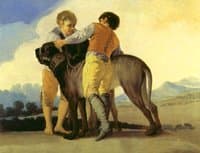Boys with a mastiff