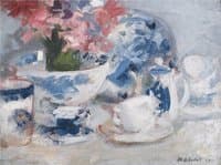 White, pink and blue