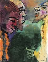 Couple and Goateed Man (in Profile)