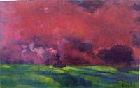 Green Sea under Reddish-brown Sky
