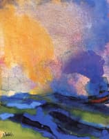Blue-green Sea with Steamer
