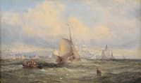 Fishing boats off the coast