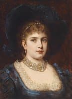 Portrait of a Lady In a Blue Dress with Hat