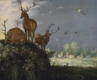 Three Stags in a Landscape