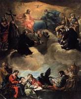 The Four Evangelists and the Holy Trinity with Saints