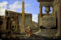 Hermit Praying among Classical Ruins