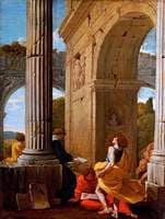 Artists Sketching among Antique Ruins