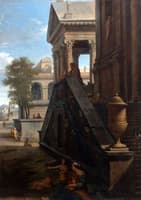 View of a Classical City with Characters