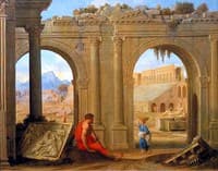 Figures amongst Classical Architectural Ruins
