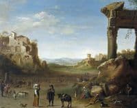 Shepherds with their Flocks in a Landscape with Roman Ruins