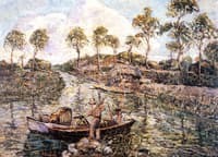 Florida River Scene with Seminoles