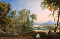 Extensive Landscape with the Temple of Vesta near a Waterfall