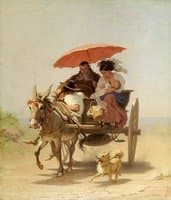 Donkey Coach with a Monk and Young Mother