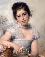Young Girl Holding a Spray of Jasmine