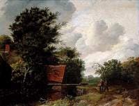 A Sluice and Wooded Landscape with Figures