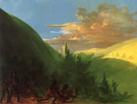 Sioux Indians Encamped, Discovering a War Party by Their Shadows on the Opposite Hill