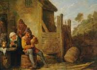Exterior of an Inn:  Peasants Drinking