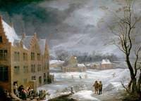 Winter Scene with a Man Killing a Pig