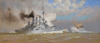 Warships in battle
