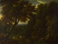 A Cowherd in a Woody Landscape