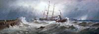A French Paddle Tug Bringing a Barque into Boulogne Harbour in Heavy Weather