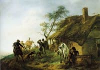 Falconers passing a Farmhouse