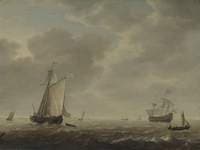 A Dutch Man-of-War and Various Vessels in a Breeze