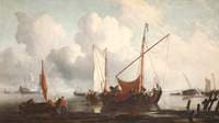 A Calm:  A Kaag near the Shore with Other Vessels
