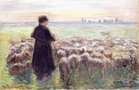 A Shepherd and His Flock of Sheep