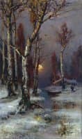 Winter Landscape with Forest Stream