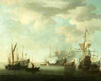 Men of War at Anchor in a Calm