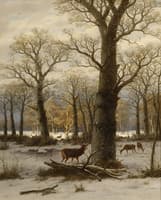 Winter Forest with Deer