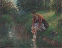 Young Woman Bathing Her Feet