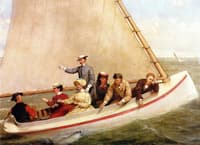 Fishing in a Catboat in Great South Bay