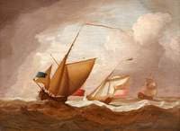 Ships under English Flags at Sea;  a Squall Approaching