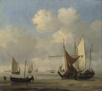 Small Dutch Vessels aground at Low Water in a Calm