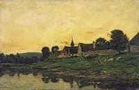 Village on a River: Sunset