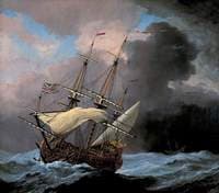 An English Ship 'Hampton Court' in a Gale