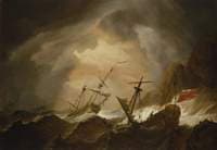 Two English Ships Wrecked in a Storm off a Rocky Coast
