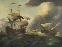 Two English Third-Rates at Sea in a Gale