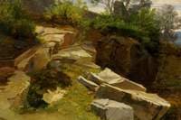 Mountainside, Lake and Rocks