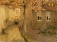 A Canal in Bruges at Dusk
