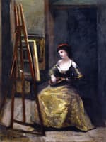 Young Woman Playing a Mandolin