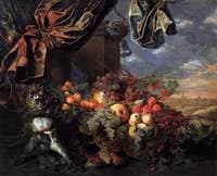 Still Life:  Fruit and a Monkey