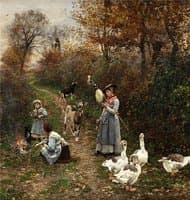 Shepherd Girls Making Fire at the Edge of the Forest