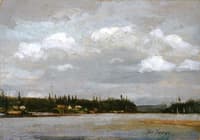 View over a Lake: Shore with Houses