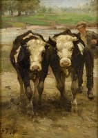 Farmer with two oxen