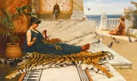 Sewing Girl on a Tiger Skin