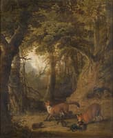 Fox Family in Front of the Burrow